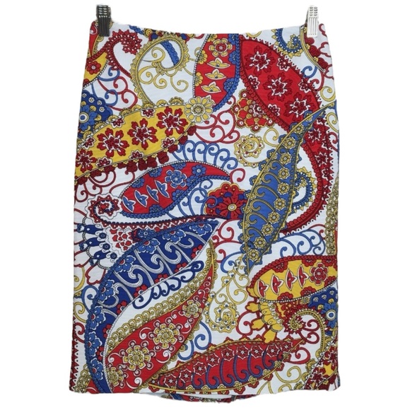 TALBOTS Vibrant Paisley Print Lined Skirt in Red/Gold Size 10 — GORGEOUS!!! - Picture 2 of 6